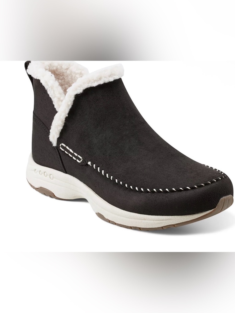 Easy Spirit Women's Black Faux-Suede Sherpa-Lined Ankle Boot